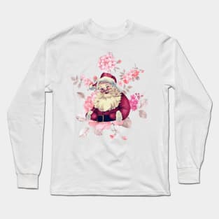 Retro vintage pink Santa Claus with vintage flower Long Sleeve T-Shirt